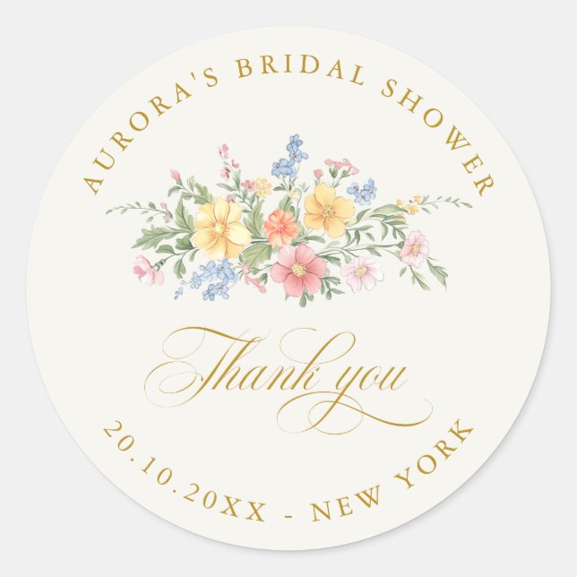 Adesivo Soft Pastel Ornate Spring  Gold shower thank you (Frente)