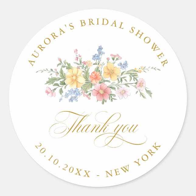 Adesivo Soft Pastel Ornate Spring  Gold shower thank you (Frente)