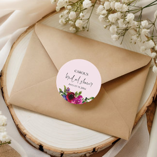 Adesivo Soft Pink Watercolor Floral Bridal Shower Sticker