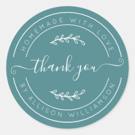 Adesivo Soft Teal Homemade Thank You Label