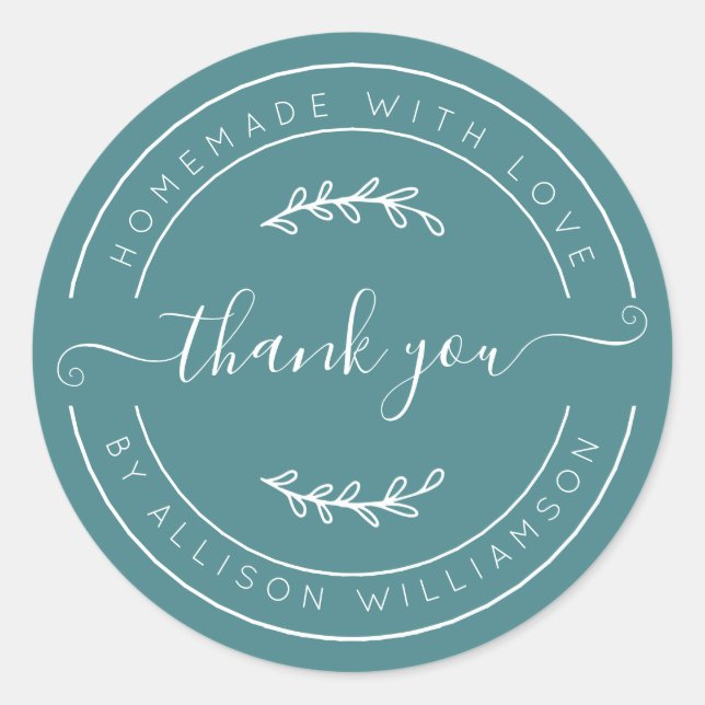 Adesivo Soft Teal Homemade Thank You Label (Frente)