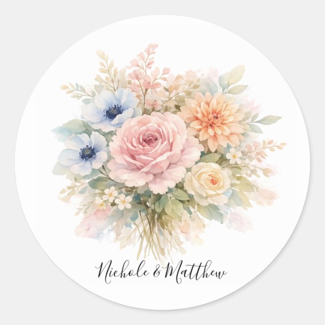 Adesivo Soft Watercolor Floral Wedding (Frente)