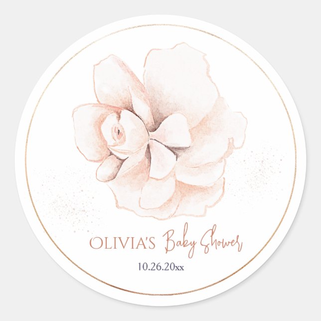 Adesivo Soft Wildflowers Modern Baby Shower Invitation (Frente)