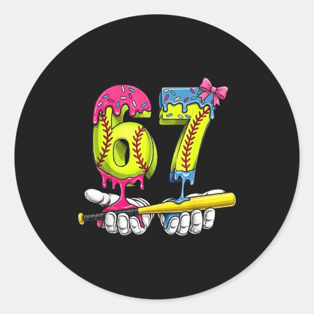 Adesivo Softball 67 Ice Cream Drip Six Seven Boys Funny Me (Frente)
