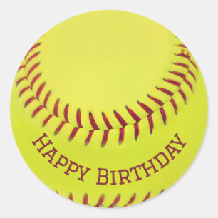 Adesivo Softball Amarelo Birthday