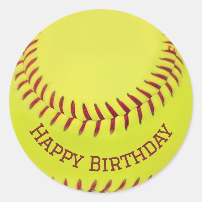 Adesivo Softball Amarelo Birthday (Frente)