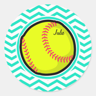 Adesivo Softball; Aqua Green Chevron