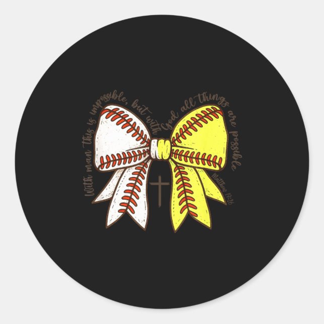 Adesivo Softball Baseball Mom Bow Christian With Man This  (Frente)