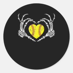 Adesivo Softball Heart Skeleton Halloween Diversão de Figu