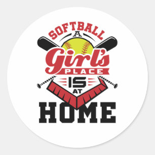 Adesivo Softball O Lugar de uma Garota é em Casa