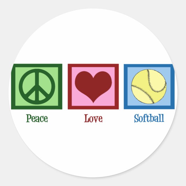Adesivo Softball Peace Love (Frente)