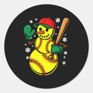 Adesivo Softball Santa Hat Snowman Xmas Funny Softball Chr