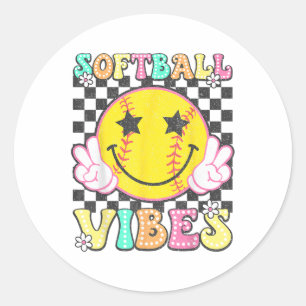 Adesivo Softball Vibes Softball Retro Groovay Game Day Gir