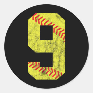 Adesivo Softbol Número 9 Nove Aniversário de 9 anos