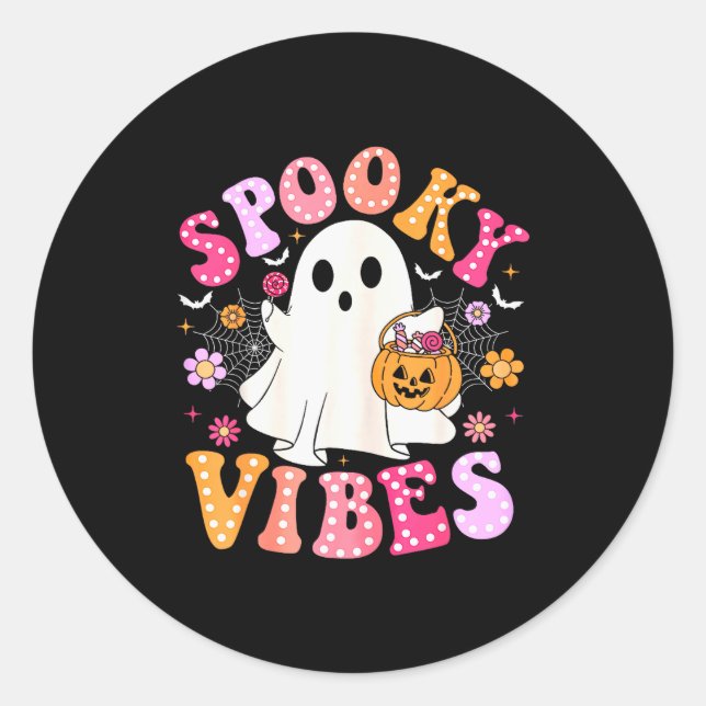 Adesivo Soky Vibes Ghost Retro Groovy Halloween Women Girl (Frente)