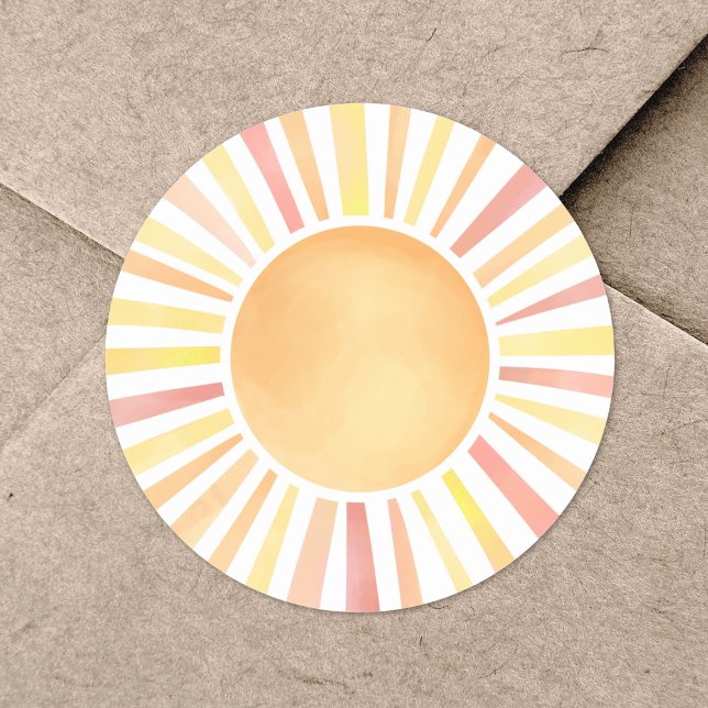 Adesivo Sol Amarelo Amarelo Laranja (Sunshine Yellow Orange Sun Classic Round Sticker )
