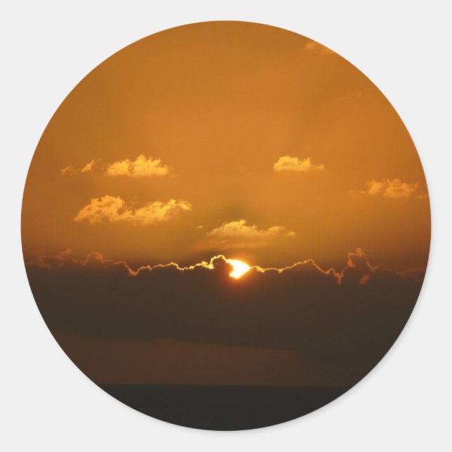 Adesivo Sol Atrás das Nuvens Foto Laranja Sunset (Frente)