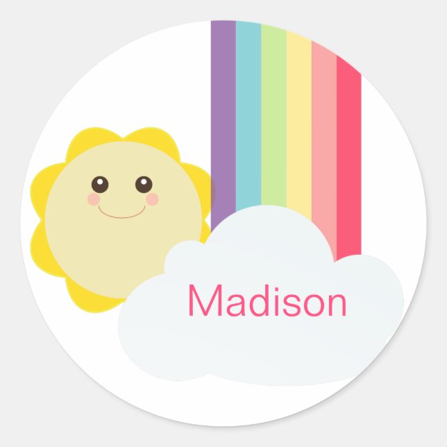 Adesivo Sol bonito e Cupcake arco-íris Toppers/Stickers (Frente)