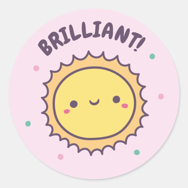 Adesivo Sol Brilhante Fofo Recompensa Positiva (Frente)