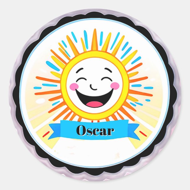 Adesivo Sol Cartoon Alegre Com Rosto Sorridente (Frente)