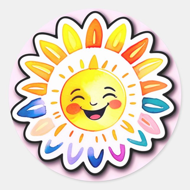 Adesivo Sol Cartoon Alegre Com Rosto Sorridente (Frente)