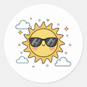 Adesivo Sol Cartoon Sorridente Feliz - Sóis Kawaii Minimal