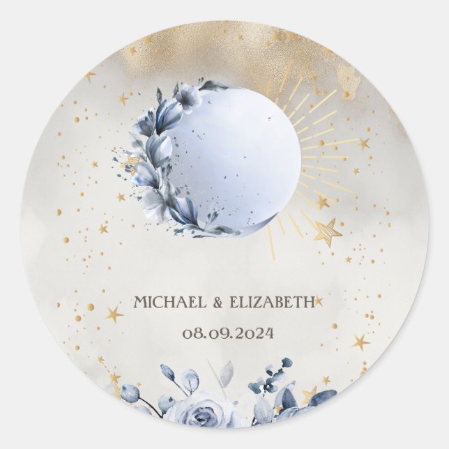 Adesivo Sol Celestial,Flores de Lua Azul,Estrelas Céu Notu (Frente)