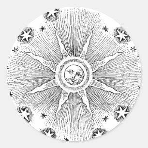 Adesivo Sol Estrelas Céu Noturno Antigo Zodíaco Medieval