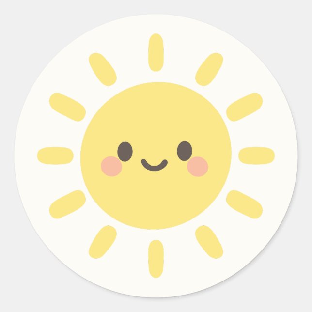 Adesivo Sol Feliz Amarelo com Rosto Sorridente  (Frente)
