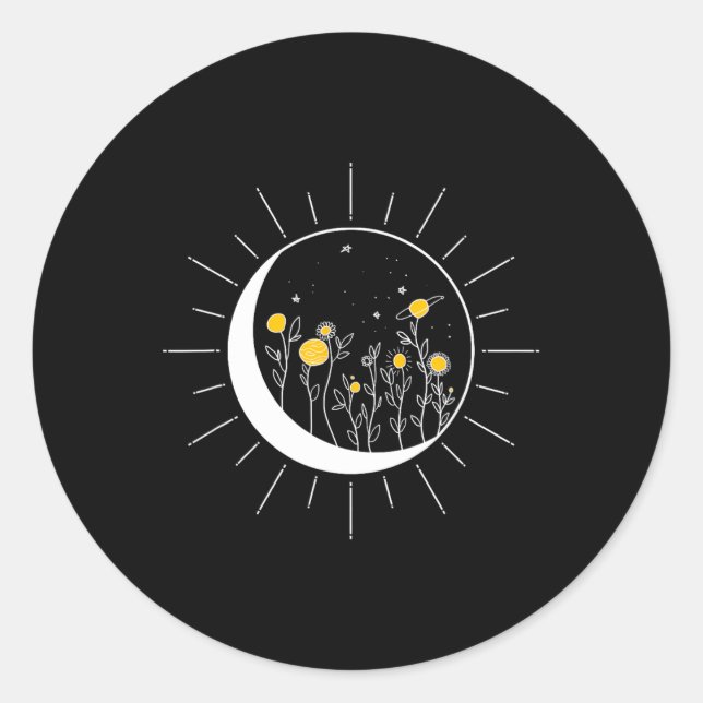 Adesivo Sol Lua Solar Eclipse Flor Planetas Funerários (Frente)
