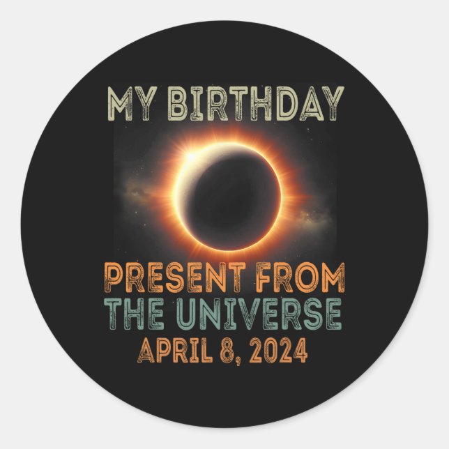Adesivo Solar Eclipse 2024 Aniversário Presente 4.8.24 Tot (Frente)