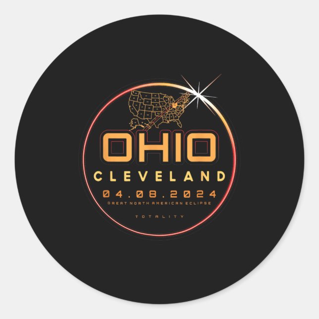 Adesivo Solar Eclipse 2024 Ohio Cleveland Total Eclipse to (Frente)
