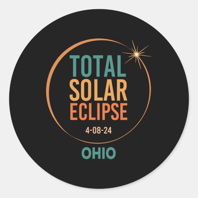 Adesivo Solar Eclipse Ohio abril de 2024 Totalidade total (Frente)
