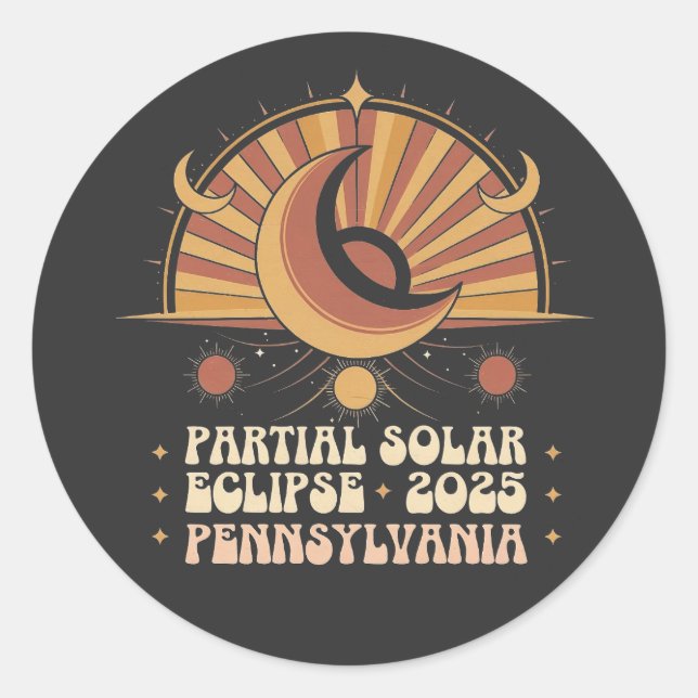 Adesivo Solar Eclipse Parcial Pensilvânia 2025 (Frente)
