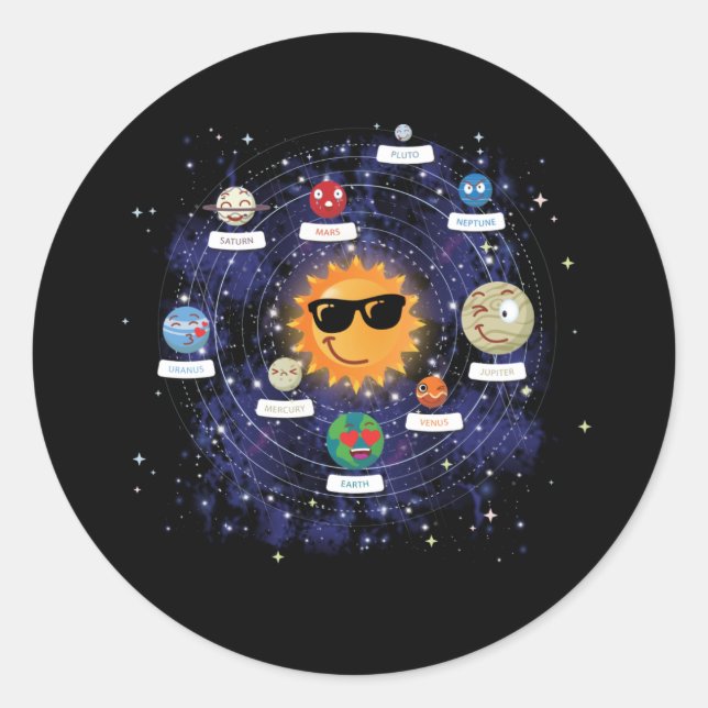 Adesivo Solar Planets Astronomy Space Emoji Face (Frente)
