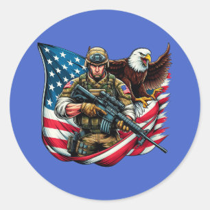 Adesivo Soldado Americano Eagle EUA Bandeira Arte Patrióti