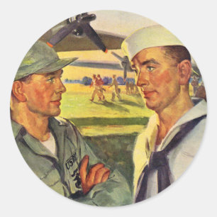 Adesivo Soldado da Segunda Guerra Mundial encontra marinhe