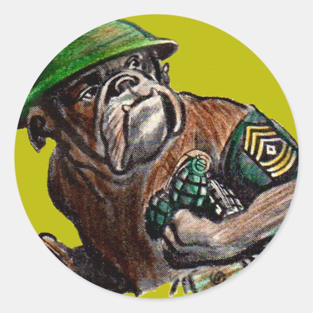 Adesivo Soldado de cão-buldogue Sgt. Rover (Frente)