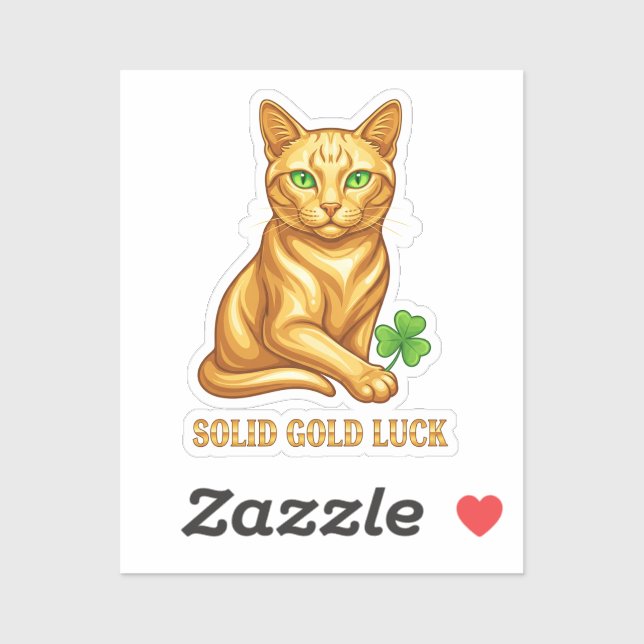 Adesivo Solid Gold Cat With Emerald Eyes Luxury Lucky  (Folha)