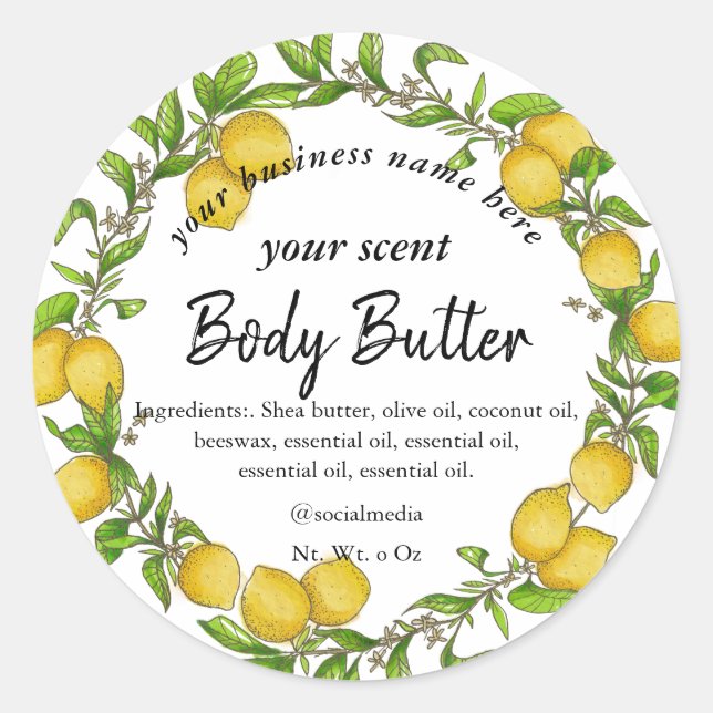 Adesivo Solo de limão de aquarelas com esfregaço de mantei (Frente)