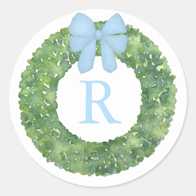 Adesivo Solo inicial de Dentro boxwood monograma com Arco (Frente)