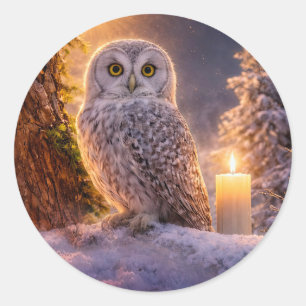 Adesivo Solstício de Inverno Yule Coruja e Vela Neve