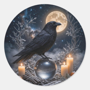 Adesivo Solstício de Inverno Yule Corvo e Neve