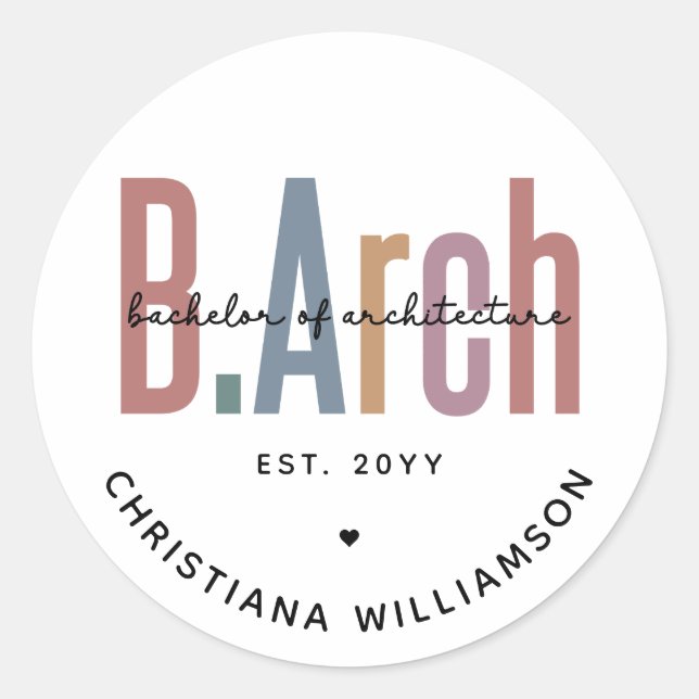 Adesivo Solteiro BArch personalizado de graduação de arqui (Frente)