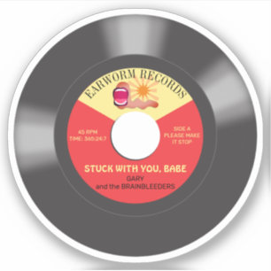 Adesivo Solteiro de gravador de música 45 vinil personaliz