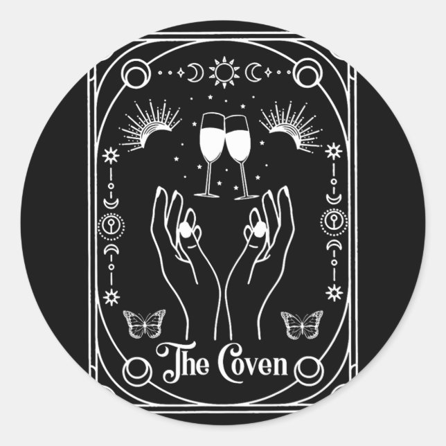 Adesivo Solteiro de Tarot Halloween de Testemunha Gótica (Frente)