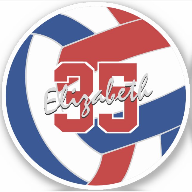 Adesivo solteiro de vôlei azul ou comprar a granel (Frente)