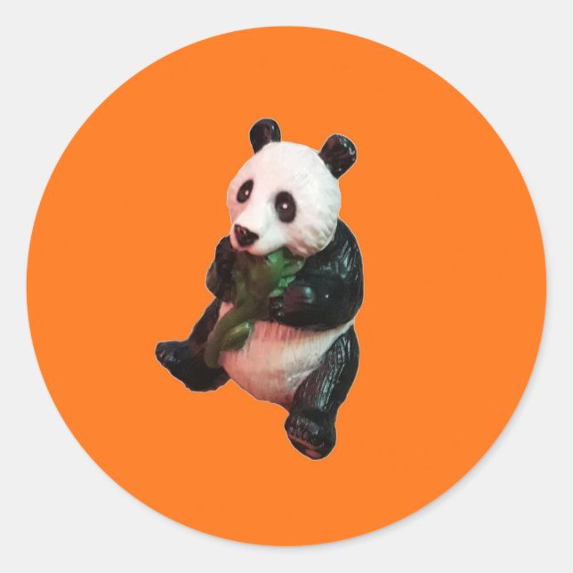 Adesivo Solteiro Pada Bear Comendo Fundo Laranja Bambu (Frente)