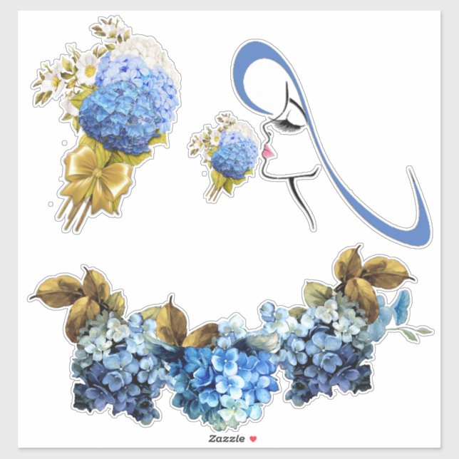 Adesivo Sombras de Cor da Água Azul (Folha)