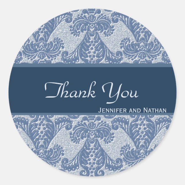 Adesivo Sombras do Damasco Azul Obrigado (Frente)